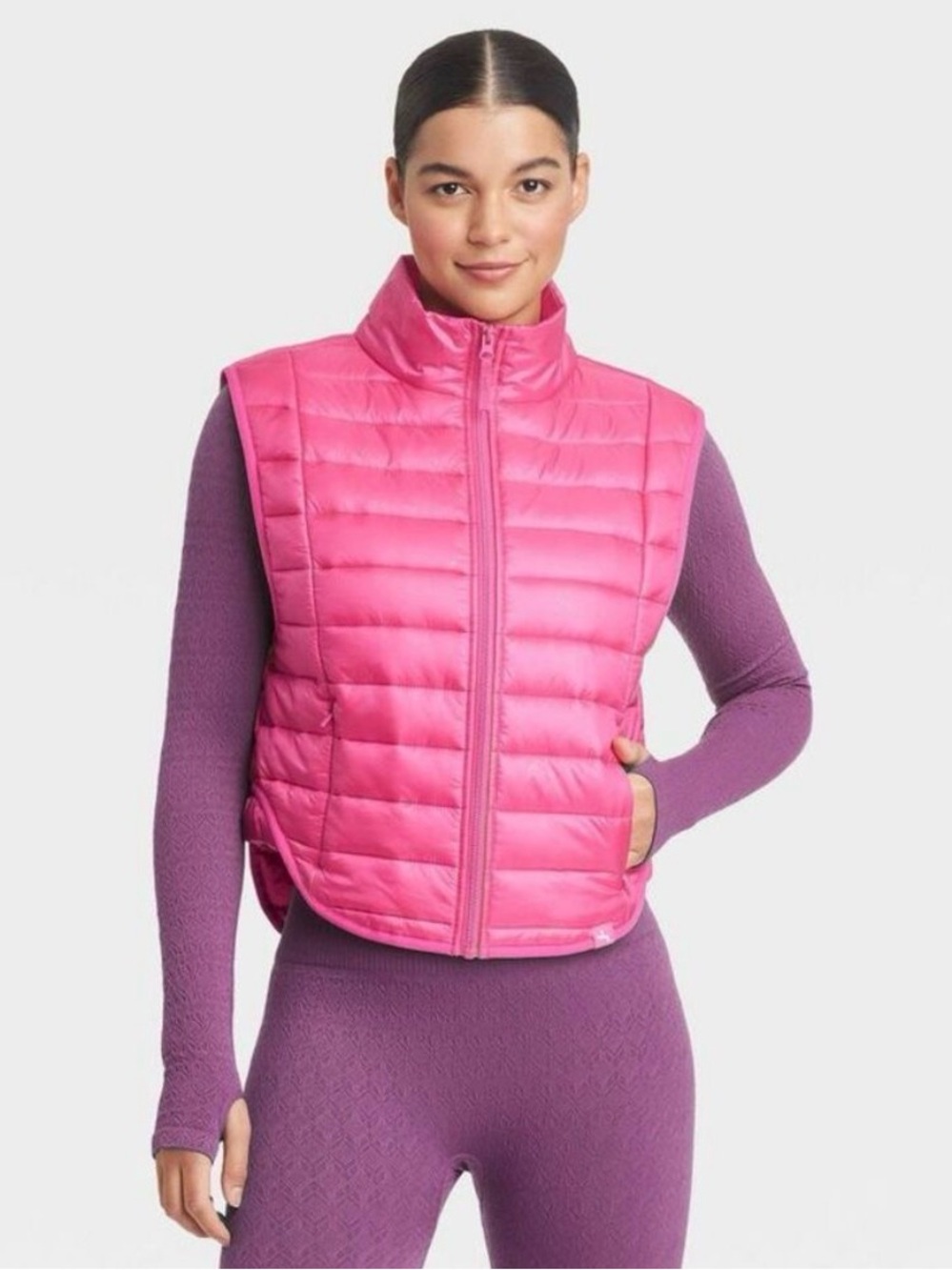 JoyLab Bright Pink Quilted Puffer Vest